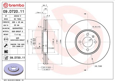 BREMBO 09.D720.11 EAN: 8020584239407.