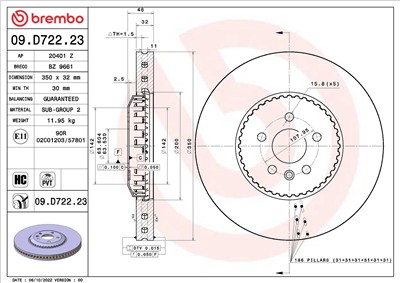 BREMBO 09.D722.23 EAN: 8020584321560.