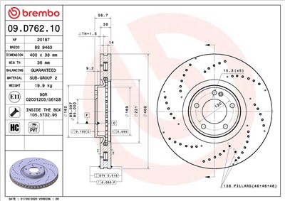 BREMBO 09.D762.10 EAN: 8020584313138.