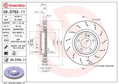 BREMBO 09.D763.11 EAN: 8020584313145.