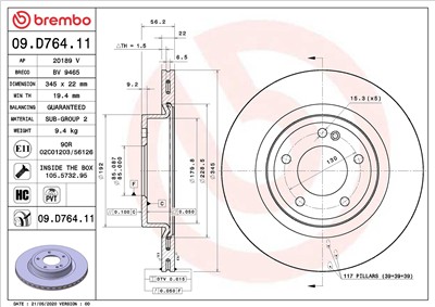 BREMBO 09.D764.11 EAN: 8020584313152.