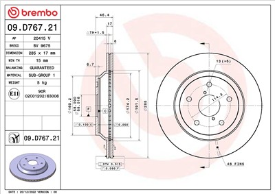 BREMBO 09.D767.21 EAN: 8020584323694.
