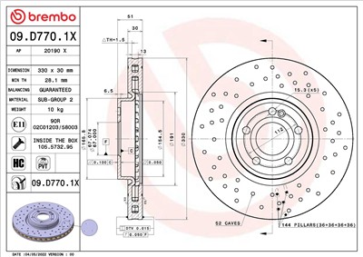 BREMBO 09.D770.1X EAN: 8020584320235.
