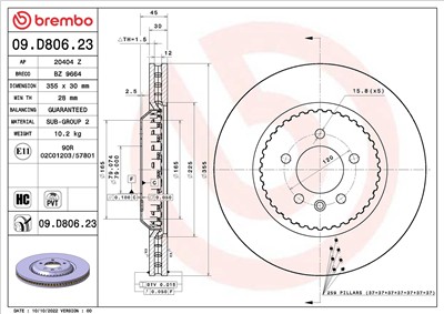 BREMBO 09.D806.23 EAN: 8020584321591.
