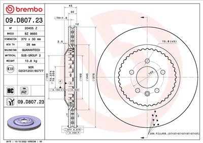 BREMBO 09.D807.23 EAN: 8020584321607.