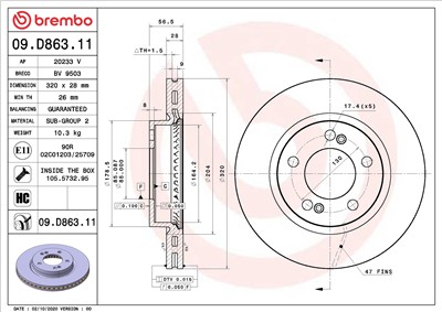 BREMBO 09.D863.11 EAN: 8020584313190.