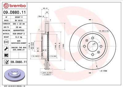 BREMBO 09.D880.11 EAN: 8020584310106.