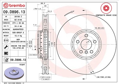 BREMBO 09.D896.13 EAN: 8020584238257.