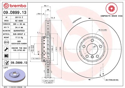BREMBO 09.D899.13 EAN: 8020584238301.