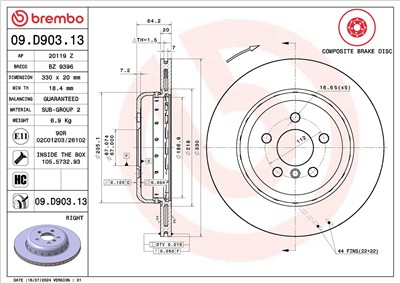 BREMBO 09.D903.13 EAN: 8020584238363.