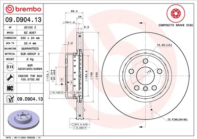 BREMBO 09.D904.13 EAN: 8020584238370.