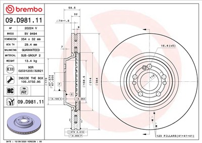 BREMBO 09.D981.11 EAN: 8020584313275.