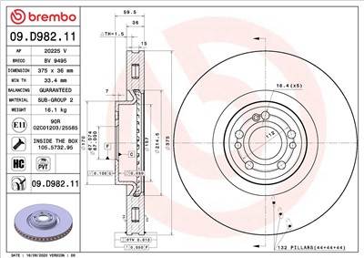 BREMBO 09.D982.11 EAN: 8020584313282.