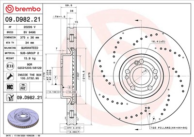 BREMBO 09.D982.21 EAN: 8020584313299.