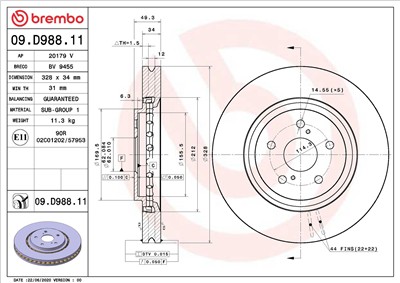 BREMBO 09.D988.11 EAN: 8020584313343.