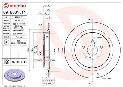 BREMBO 09.E031.11 EAN: 8020584313435.