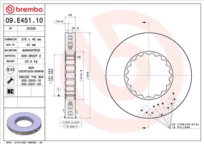 BREMBO 09.E451.10 EAN: 8020584320624.