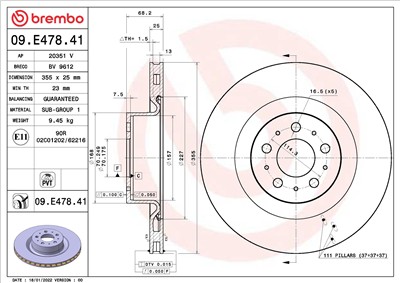 BREMBO 09.E478.41 EAN: 8020584318904.