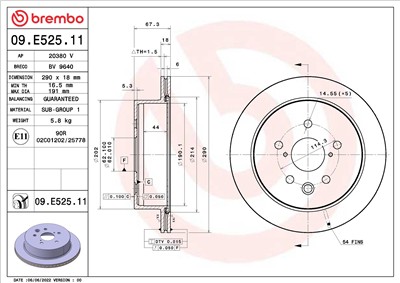 BREMBO 09.E525.11 EAN: 8020584321300.