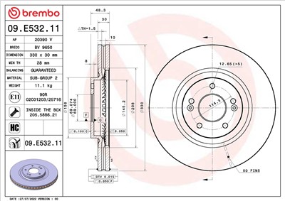 BREMBO 09.E532.11 EAN: 8020584321409.