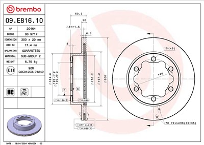 BREMBO 09.E816.10 EAN: 8020584328170.