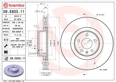 BREMBO 09.E833.11 EAN: 8020584323311.