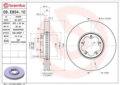 BREMBO 09.E834.10 EAN: 8020584323328.