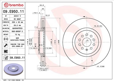 BREMBO 09.E950.11 EAN: 8020584326510.