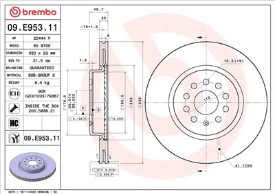BREMBO 09.E953.11 EAN: 8020584326527.