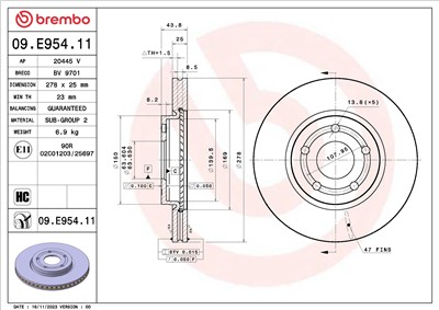 BREMBO 09.E954.11 EAN: 8020584326534.
