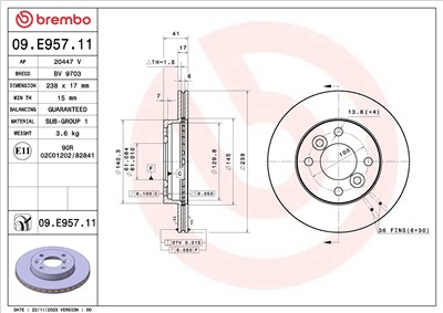 BREMBO 09.E957.11 EAN: 8020584326558.