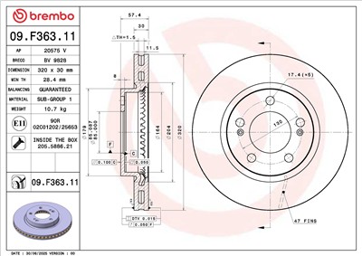 BREMBO 09.F363.11 EAN: 8020584342602.