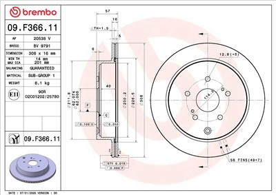 BREMBO 09.F366.11 EAN: 8020584341049.