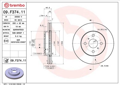 BREMBO 09.F374.11 EAN: 8020584341872.