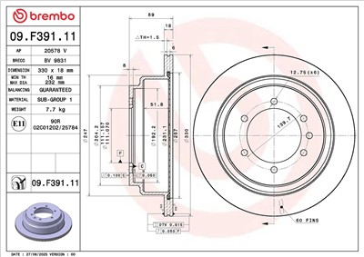 BREMBO 09.F391.11 EAN: 8020584342633.