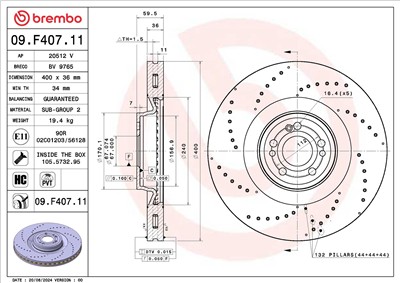 BREMBO 09.F407.11 EAN: 8020584329498.