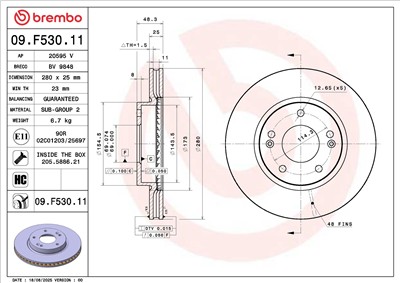 BREMBO 09.F530.11 EAN: 8020584345009.