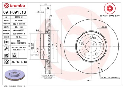 BREMBO 09.F691.13 EAN: 8020584341766.