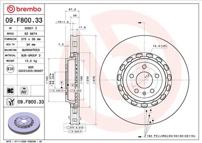 BREMBO 09.F800.33 EAN: 8020584345269.