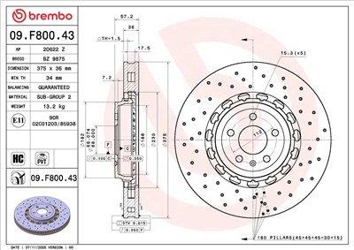 BREMBO 09.F800.43 EAN: 8020584345276.