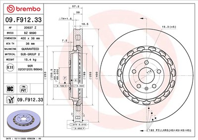 BREMBO 09.F912.33 EAN: 8020584345887.