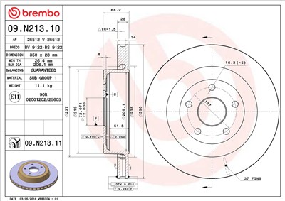 BREMBO 09.N213.11 EAN: 8020584225370.