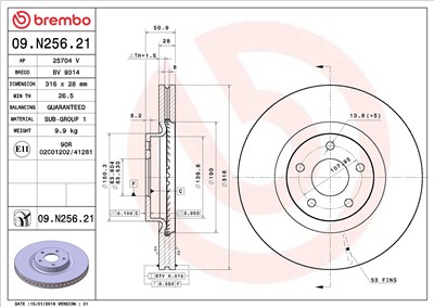 BREMBO 09.N256.21 EAN: 8020584232392.