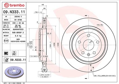 BREMBO 09.N333.11 EAN: 8020584341124.