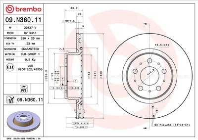 BREMBO 09.N360.11 EAN: 8020584310977.