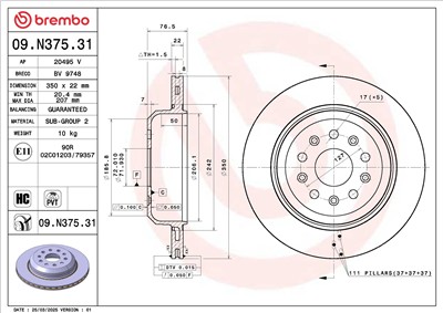 BREMBO 09.N375.31 EAN: 8020584328200.
