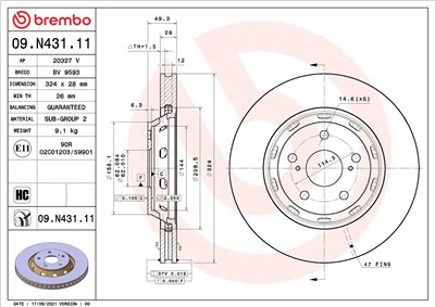 BREMBO 09.N431.11 EAN: 8020584318881.
