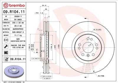 BREMBO 09.R104.11 EAN: 8020584014844.