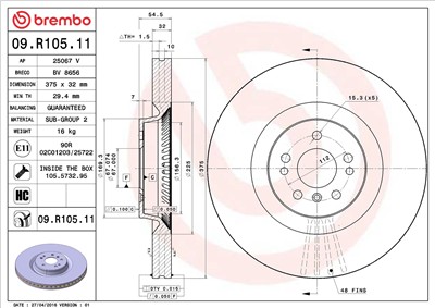 BREMBO 09.R105.11 EAN: 8020584014882.