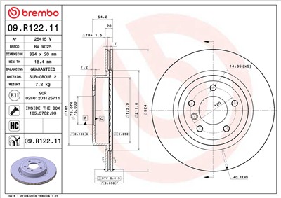 BREMBO 09.R122.11 EAN: 8020584038192.